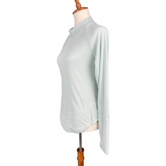 Jordann Ribbed Shirt Women Sz S Seafoam Green Long Sleeve Mock Neck Thumb Holes - Picture 3 of 12